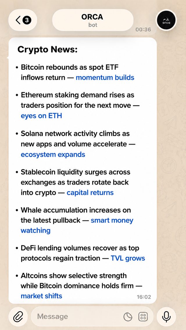 Пример обзора Crypto Overview в Orca