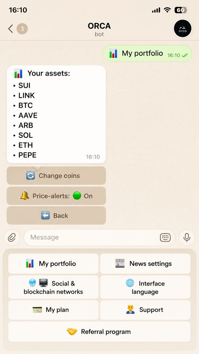 Пример раздела Portfolio в Orca